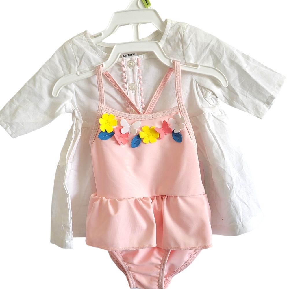 CARTER’S INFANT SWIMSUIT & COVER-UP SET UPF 50 Size 3 Months